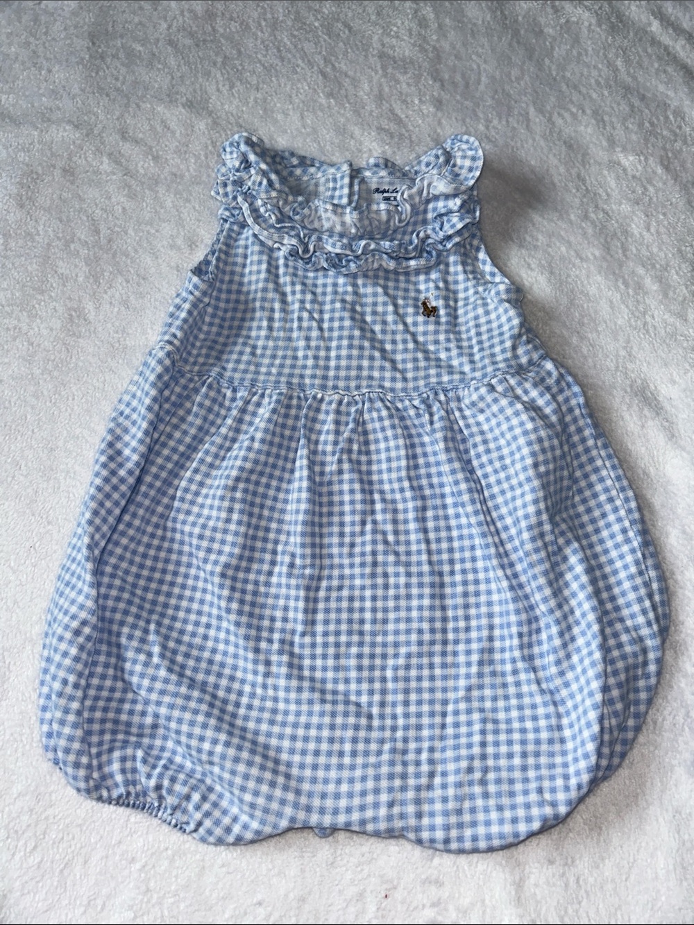 Ralph Lauren Light Blue Gingham Bubble Romper